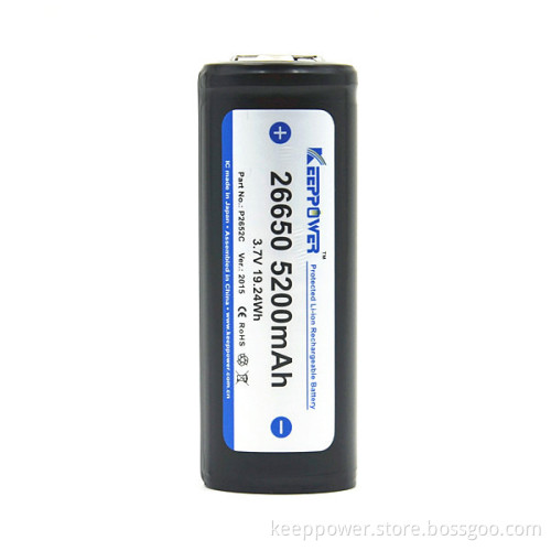 P2652C KeepPower high capacity protected 26650 li-ion battery 5200mah